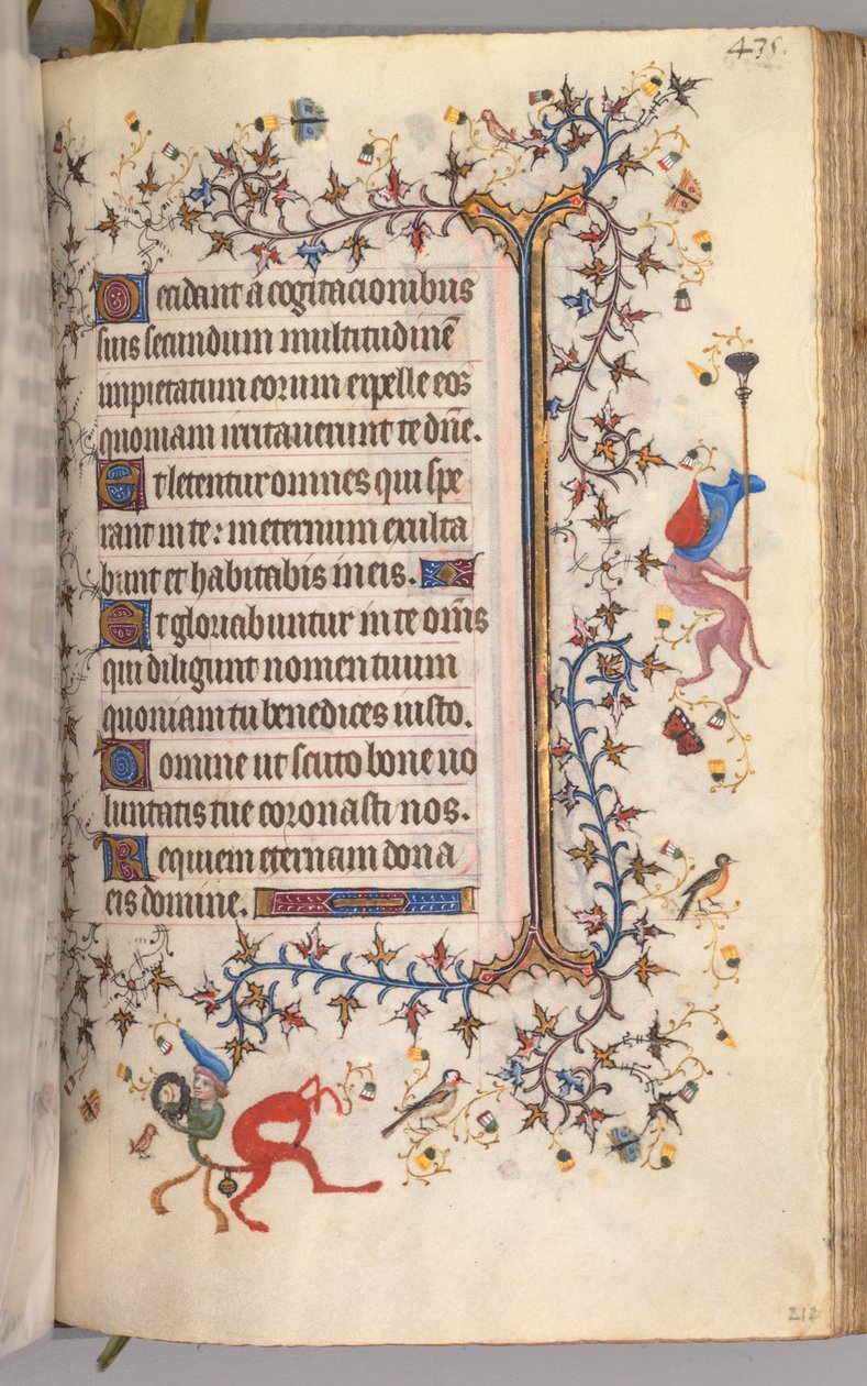 Timer for Karl den adelige, konge av Navarra 1361-1425: fol. 212r, tekst, ca. 1405. av Master of the Brussels Initials and Associates