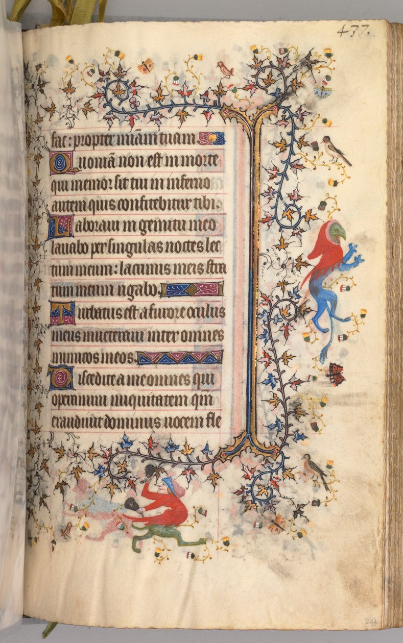 Timer for Karl den adelige, konge av Navarra 1361-1425: fol. 213r, tekst, ca. 1405. av Master of the Brussels Initials and Associates