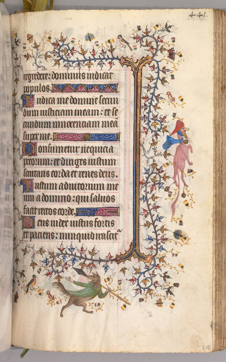 Timer for Karl den adelige, konge av Navarra 1361-1425: fol. 215r, tekst, ca. 1405. av Master of the Brussels Initials and Associates