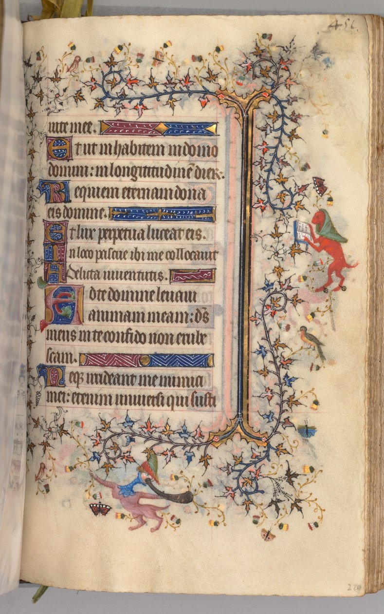 Timer for Karl den adelige, konge av Navarra 1361-1425: fol. 220r, tekst, ca. 1405. av Master of the Brussels Initials and Associates
