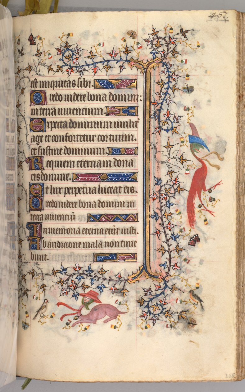 Timer for Karl den adelige, konge av Navarra 1361-1425: fol. 225r, tekst, ca. 1405. av Master of the Brussels Initials and Associates