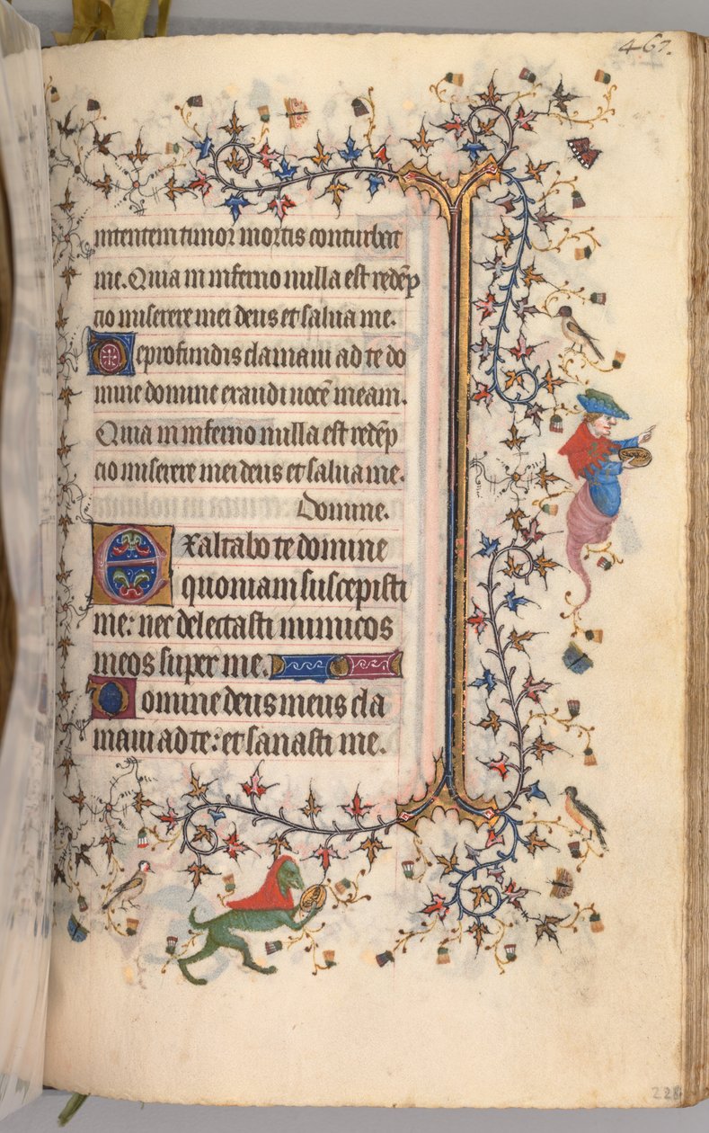 Timer for Karl den adelige, konge av Navarra 1361-1425: fol. 228r, tekst, ca. 1405. av Master of the Brussels Initials and Associates