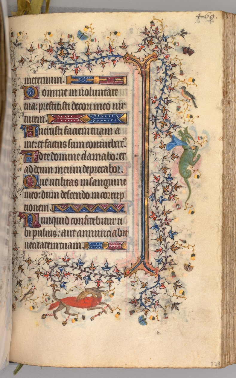 Timer for Karl den adelige, konge av Navarra 1361-1425: fol. 229r, tekst, ca. 1405. av Master of the Brussels Initials and Associates
