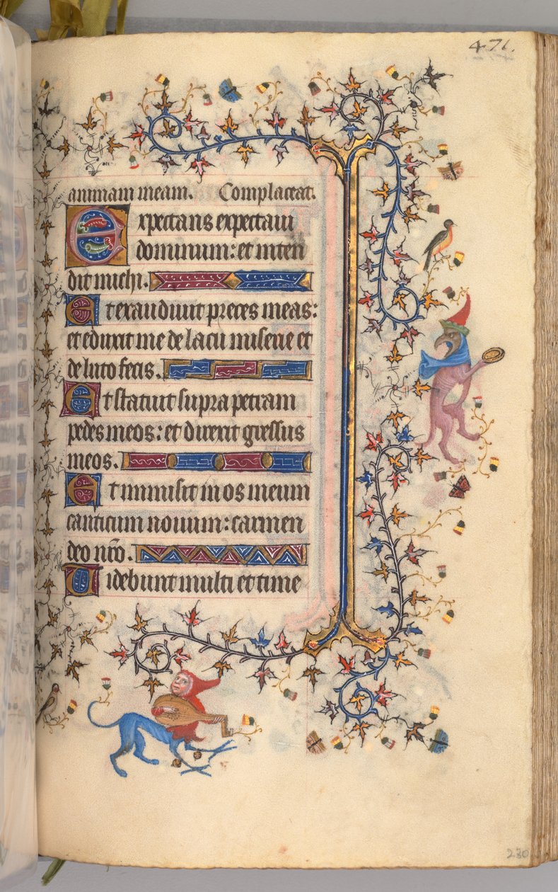 Timer for Karl den adelige, konge av Navarra 1361-1425: fol. 230r, tekst, ca. 1405. av Master of the Brussels Initials and Associates