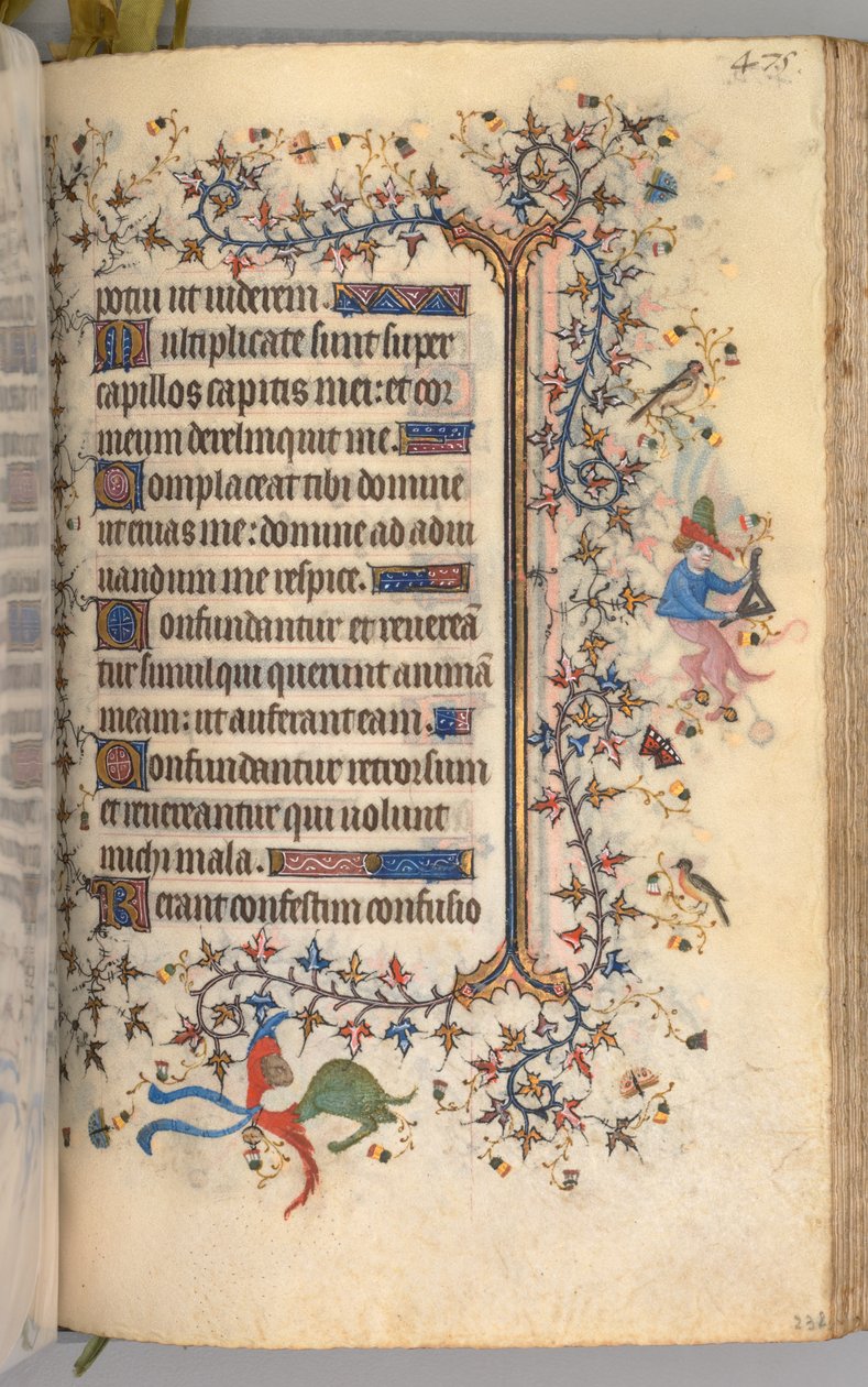 Timer for Karl den adelige, konge av Navarra 1361-1425: fol. 232r, tekst, ca. 1405. av Master of the Brussels Initials and Associates