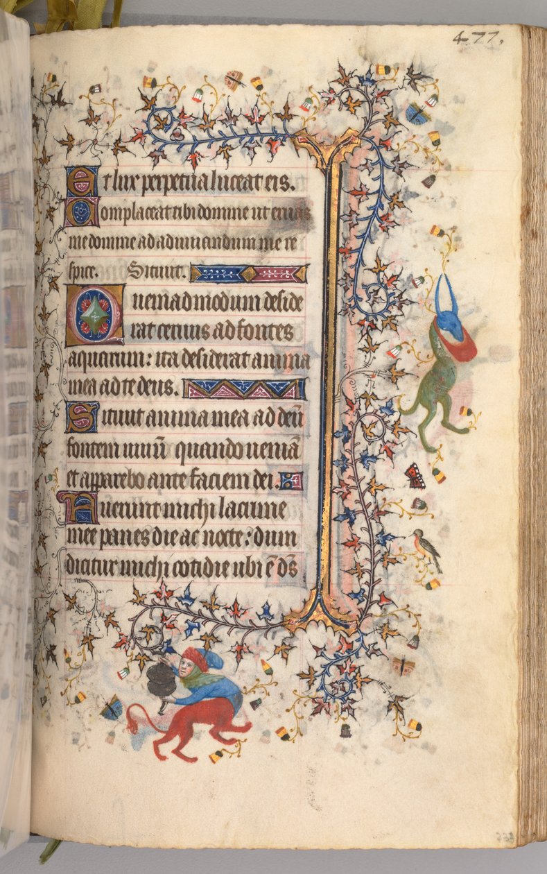 Timer for Karl den adelige, konge av Navarra 1361-1425: fol. 233r, tekst, ca. 1405. av Master of the Brussels Initials and Associates