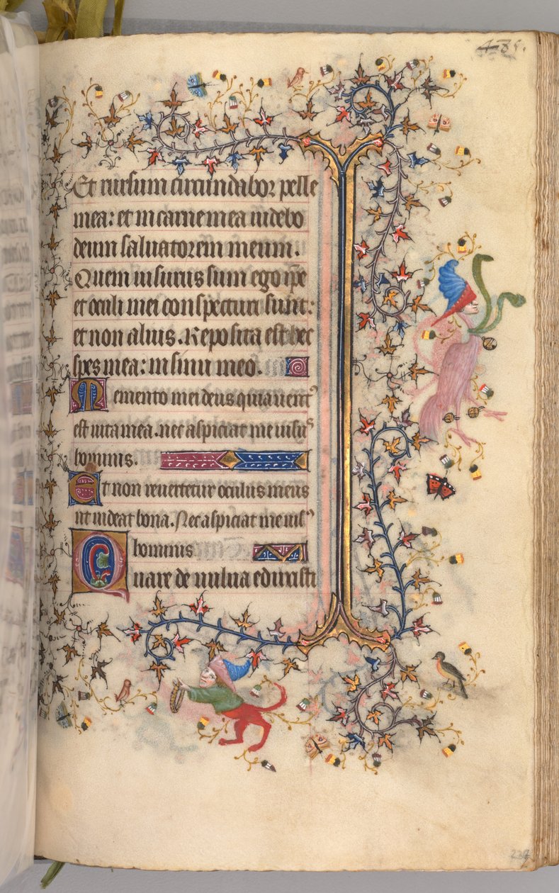 Timer for Karl den adelige, konge av Navarra 1361-1425: fol. 237r, tekst, ca. 1405. av Master of the Brussels Initials and Associates