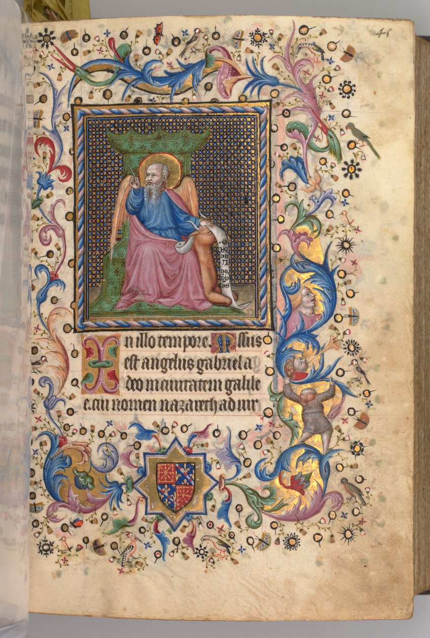 Timer for Karl den adelige, konge av Navarra 1361-1425: fol. 23r, St. Luke, ca. 1405. av Master of the Brussels Initials and Associates