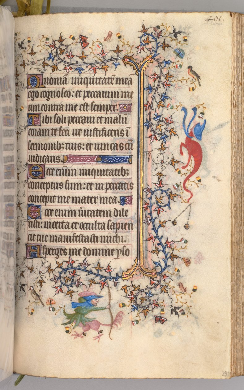 Timer for Karl den adelige, konge av Navarra 1361-1425: fol. 240r, tekst, ca. 1405. av Master of the Brussels Initials and Associates