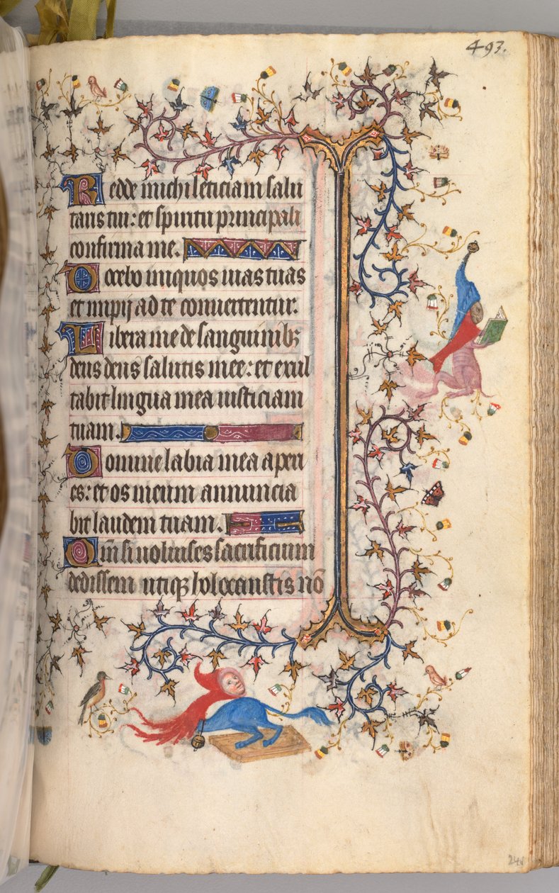Timer for Karl den adelige, konge av Navarra 1361-1425: fol. 241r, tekst, ca. 1405. av Master of the Brussels Initials and Associates