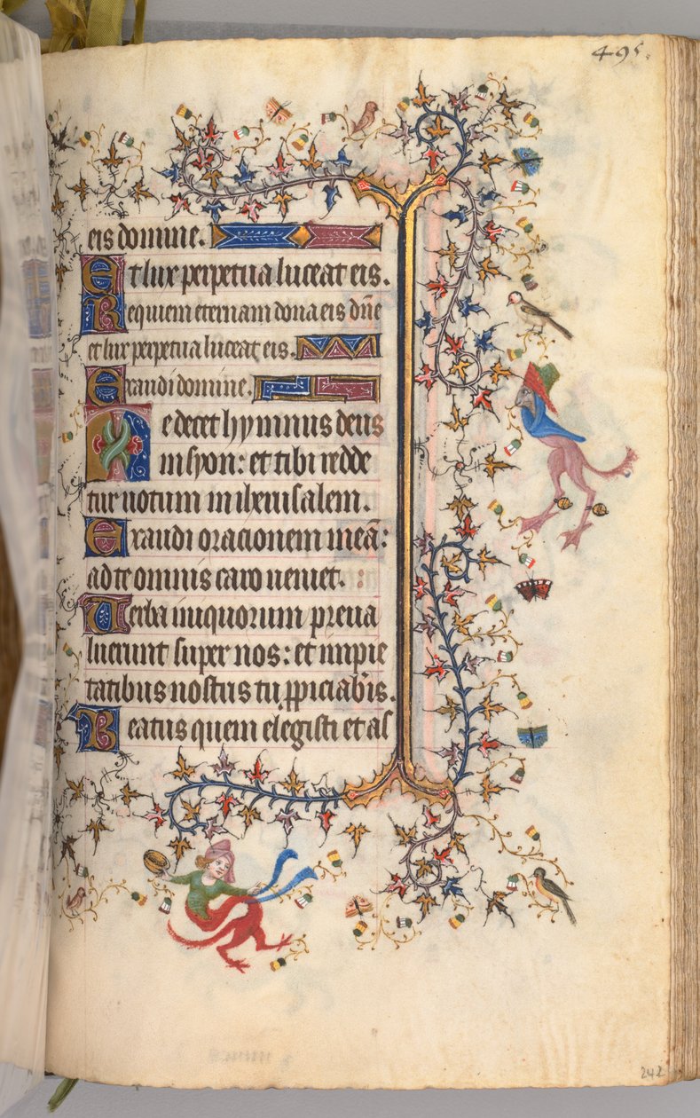 Timer for Karl den adelige, konge av Navarra 1361-1425: fol. 242r, tekst, ca. 1405. av Master of the Brussels Initials and Associates