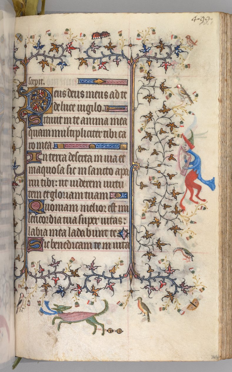 Timer for Karl den adelige, konge av Navarra 1361-1425: fol. 244r, tekst, ca. 1405. av Master of the Brussels Initials and Associates