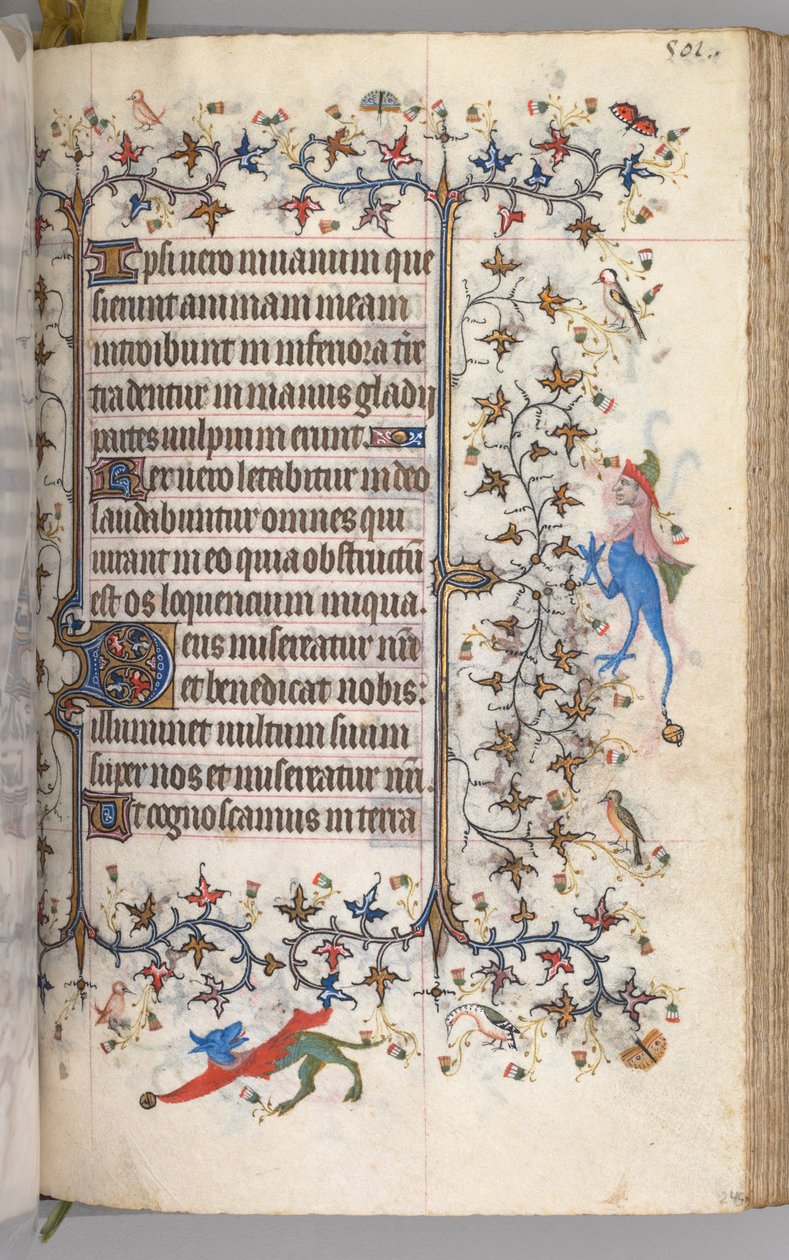 Timer for Karl den adelige, konge av Navarra 1361-1425: fol. 245r, tekst, ca. 1405. av Master of the Brussels Initials and Associates