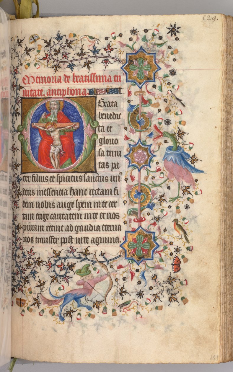 Timer for Karl den adelige, konge av Navarra 1361-1425: fol. 259r, Treenigheten, ca. 1405. av Master of the Brussels Initials and Associates