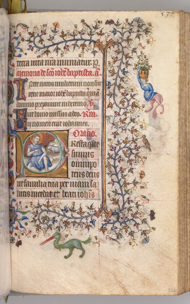 Timer for Karl den adelige, konge av Navarra 1361-1425: fol. 260v, Døperen Johannes, ca. 1405. av Master of the Brussels Initials and Associates