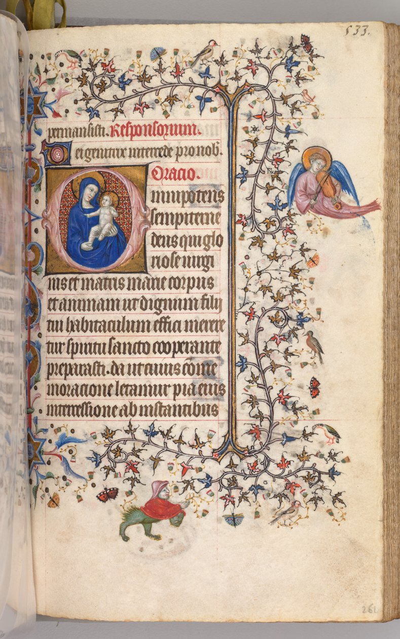 Timer for Karl den adelige, konge av Navarra 1361-1425: fol. 261r, Jomfru og barn, ca. 1405. av Master of the Brussels Initials and Associates