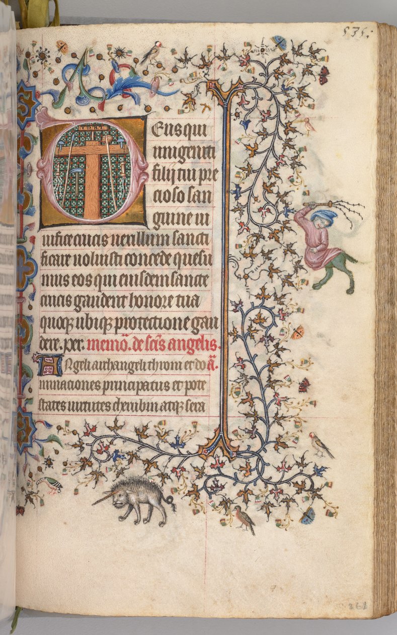 Timer for Karl den adelige, konge av Navarra 1361-1425: fol. 262r, Lidenskapens instrumenter, ca. 1 av Master of the Brussels Initials and Associates