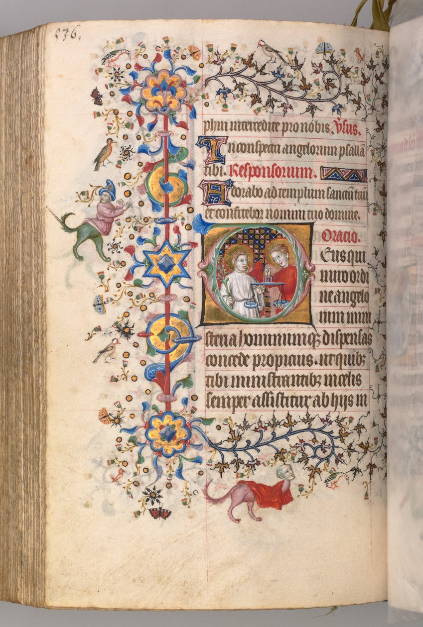 Timer for Karl den adelige, konge av Navarra 1361-1425: fol. 262v, tekst, ca. 1405. av Master of the Brussels Initials and Associates
