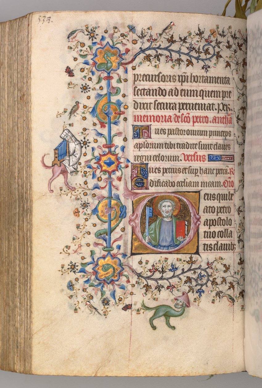 Timer for Karl den adelige, konge av Navarra 1361-1425: fol. 263r, St. Peter, ca. 1405. av Master of the Brussels Initials and Associates