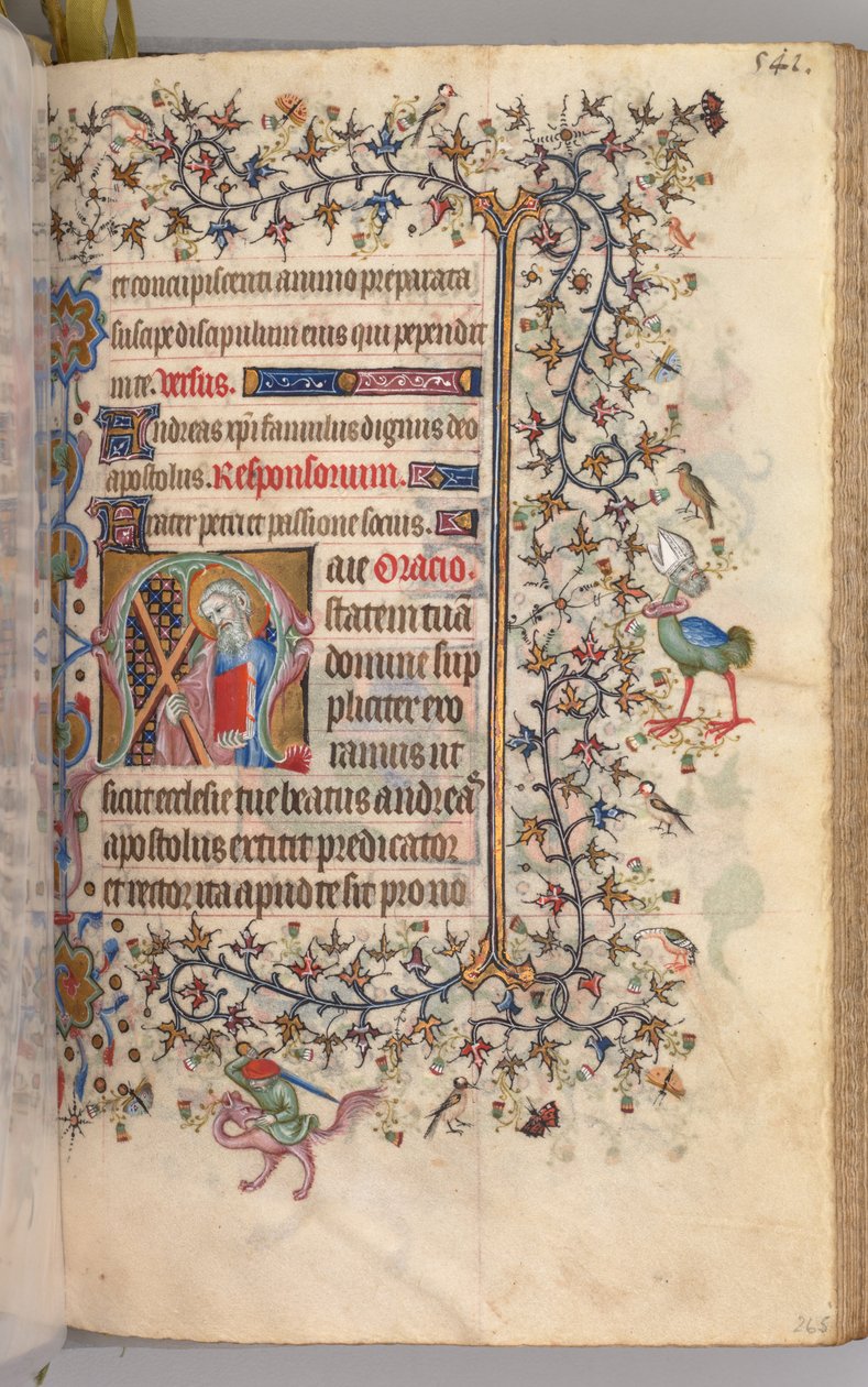 Timer for Karl den adelige, konge av Navarra 1361-1425: fol. 265r, St. Andrew, ca. 1405. av Master of the Brussels Initials and Associates