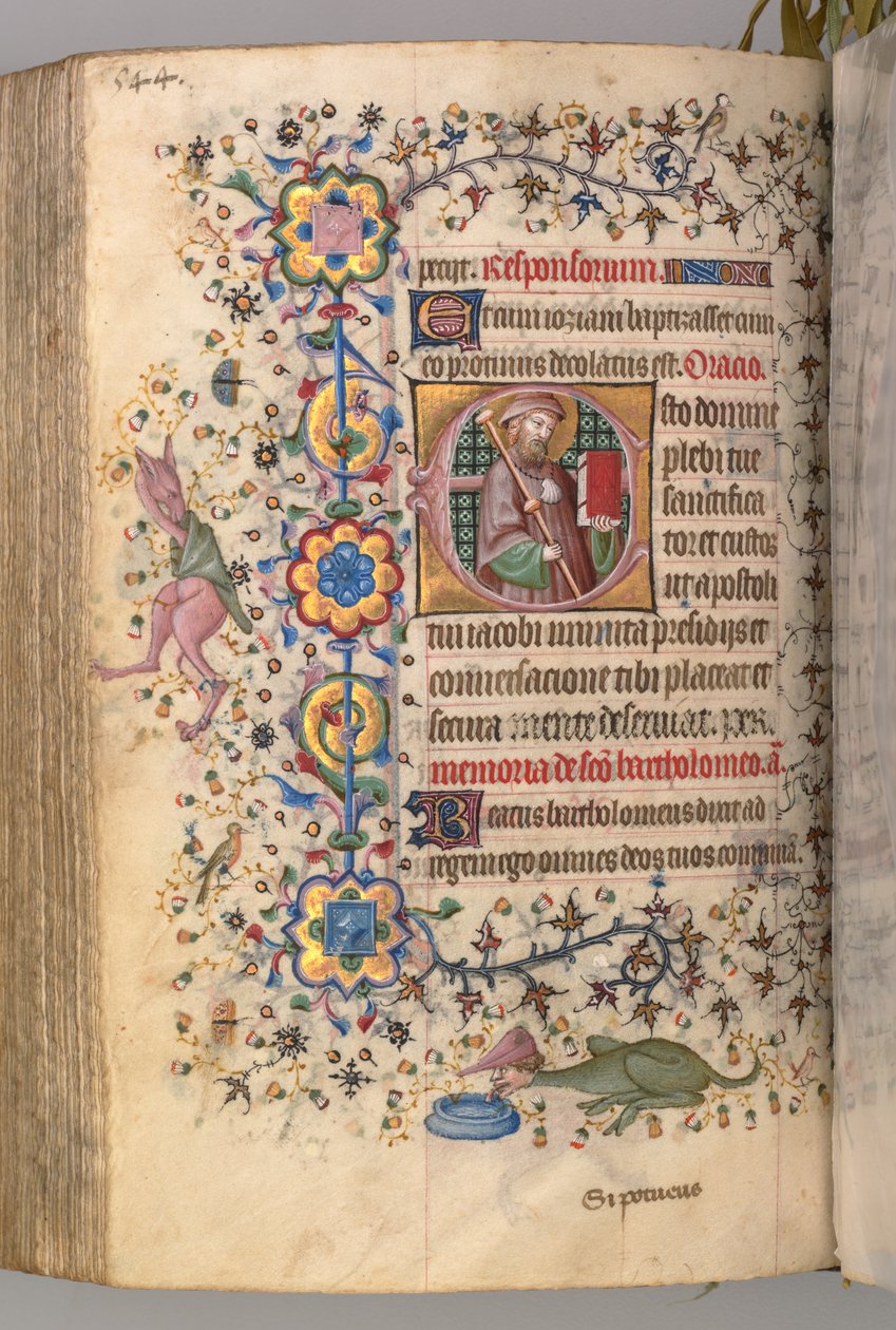 Timer for Karl den adelige, konge av Navarra 1361-1425: fol. 266v, St. James, ca. 1405. av Master of the Brussels Initials and Associates