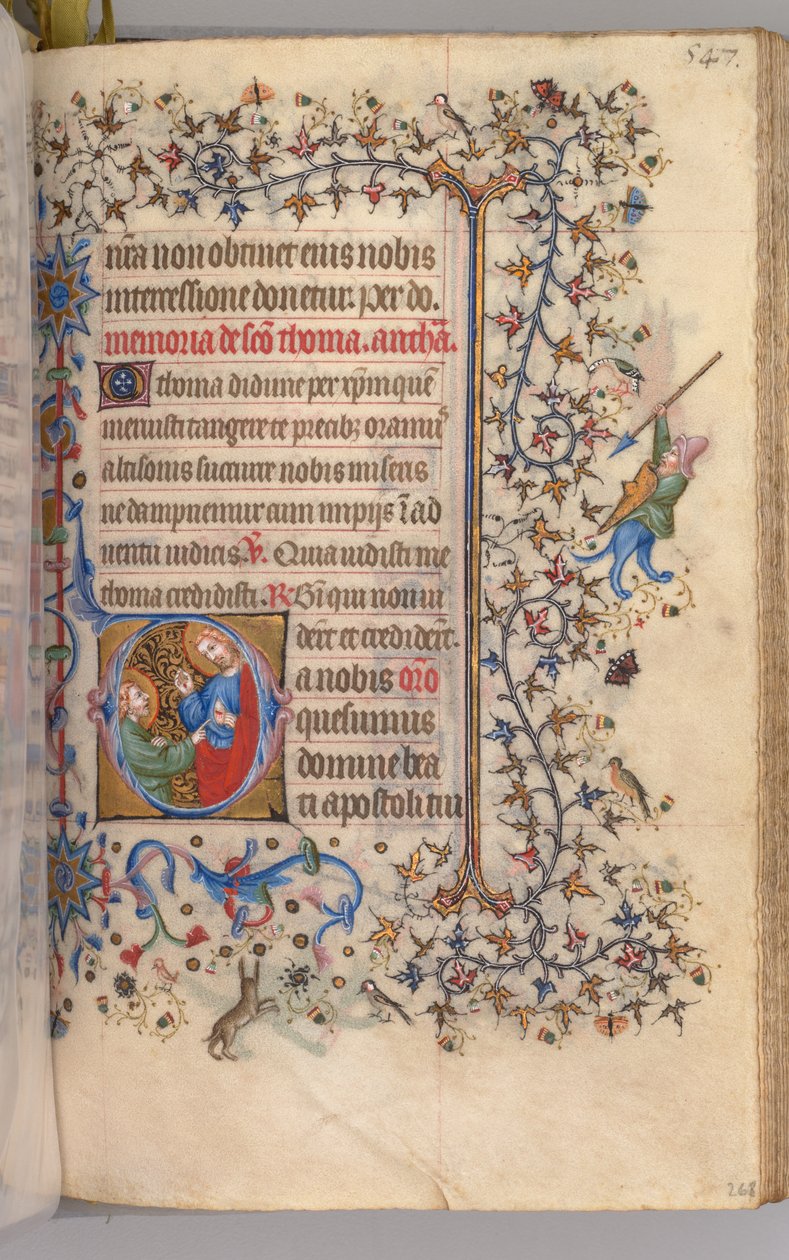 Timer for Karl den adelige, konge av Navarra 1361-1425, fol. 268r, St. Thomas, ca. 1405. av Master of the Brussels Initials and Associates