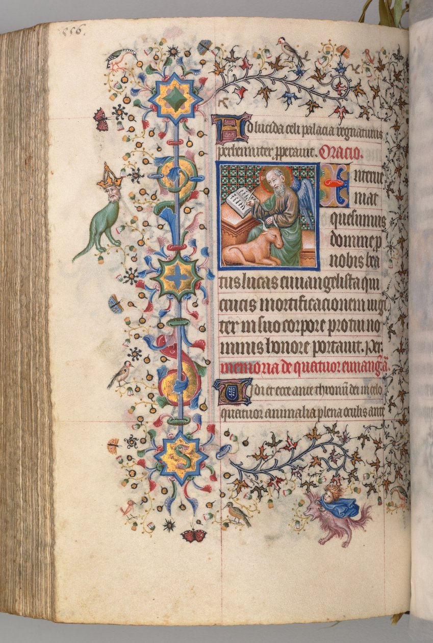 Timer for Karl den adelige, konge av Navarra 1361-1425, , fol. 272v, St. Luke, ca. 1405. av Master of the Brussels Initials and Associates