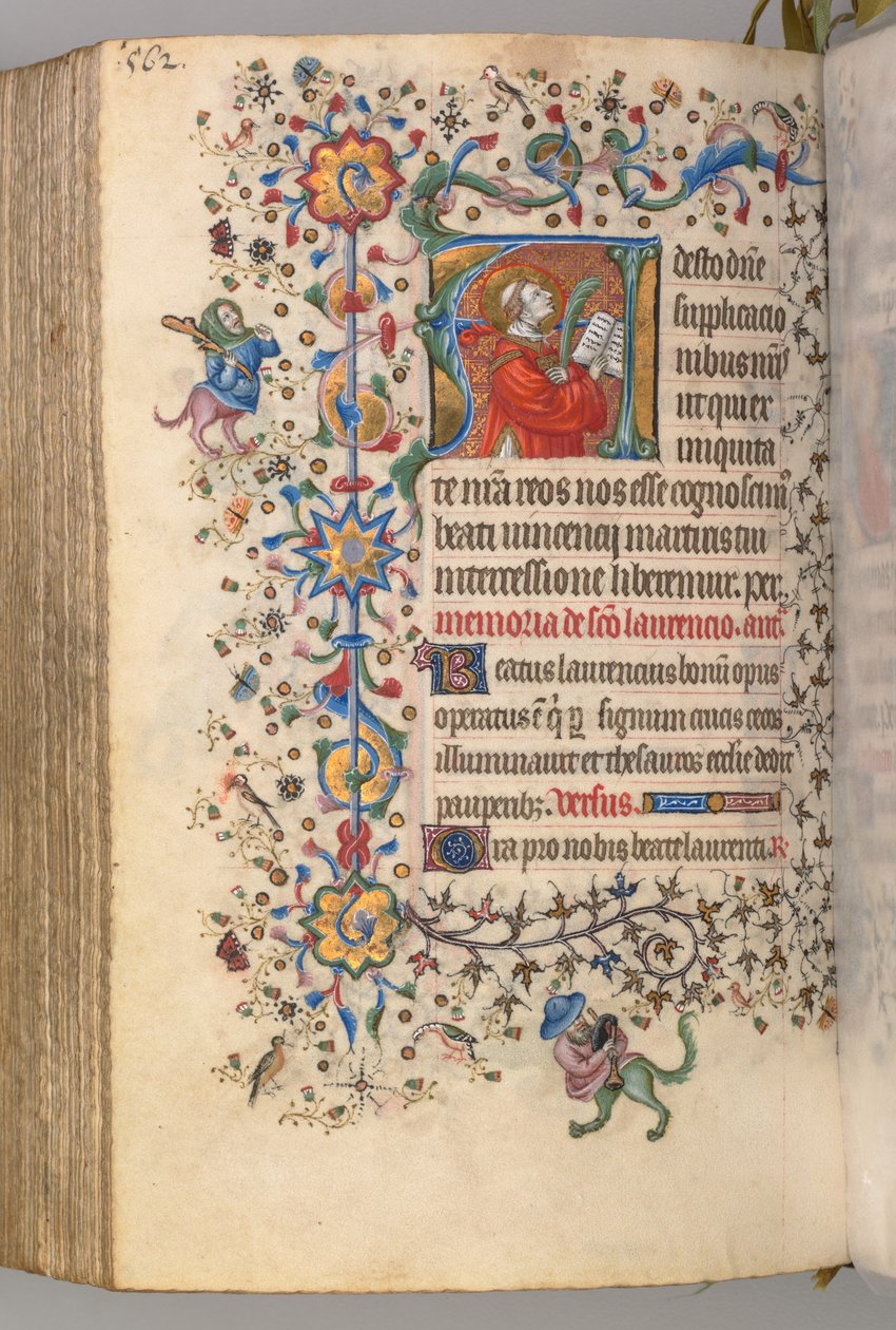 Timer for Karl den adelige, konge av Navarra 1361-1425, fol. 275v, St. Vincent, ca. 1405. av Master of the Brussels Initials and Associates