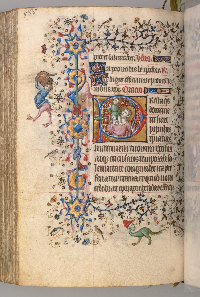 Timer for Karl den adelige, konge av Navarra 1361-1425, fol. 277v, St. Christopher, ca. 1405. av Master of the Brussels Initials and Associates