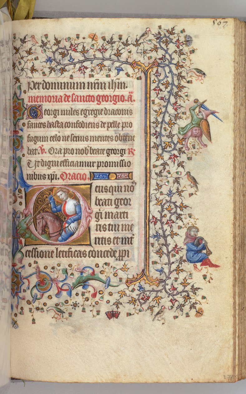 Timer for Karl den adelige, konge av Navarra 1361-1425, fol. 278r, St. George, ca. 1405. av Master of the Brussels Initials and Associates