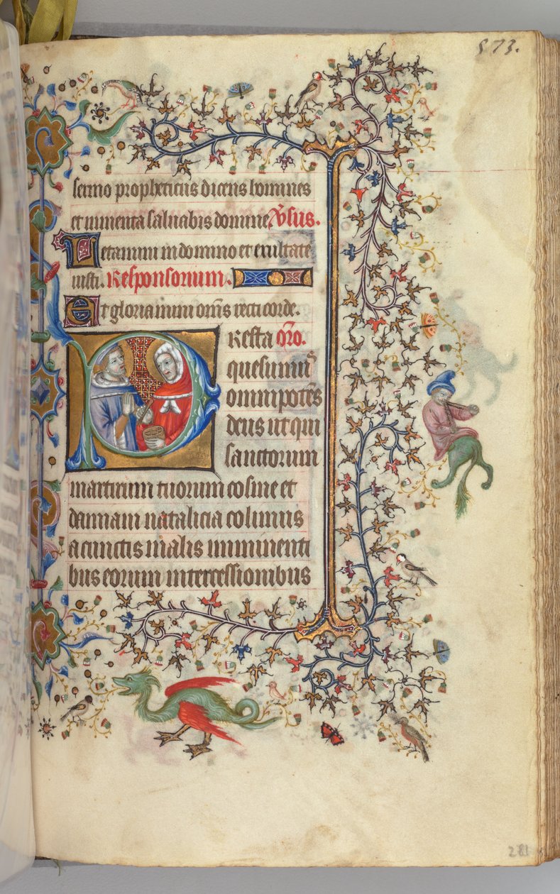 Timer for Karl den adelige, konge av Navarra 1361-1425, fol. 281r, SS. Cosmas og Damien, ca. 1405. av Master of the Brussels Initials and Associates