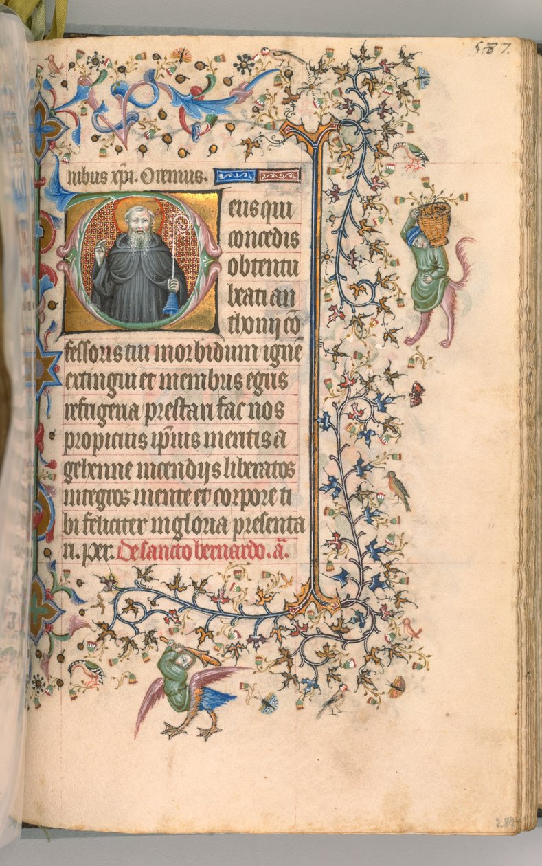 Timer for Karl den adelige, konge av Navarra 1361-1425, fol. 288r, St. Anthony, ca. 1405. av Master of the Brussels Initials and Associates