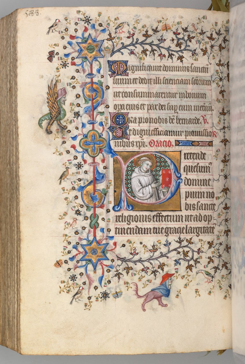 Timer for Karl den adelige, konge av Navarra 1361-1425, fol. 288v, St. Hervard , ca. 1405. av Master of the Brussels Initials and Associates