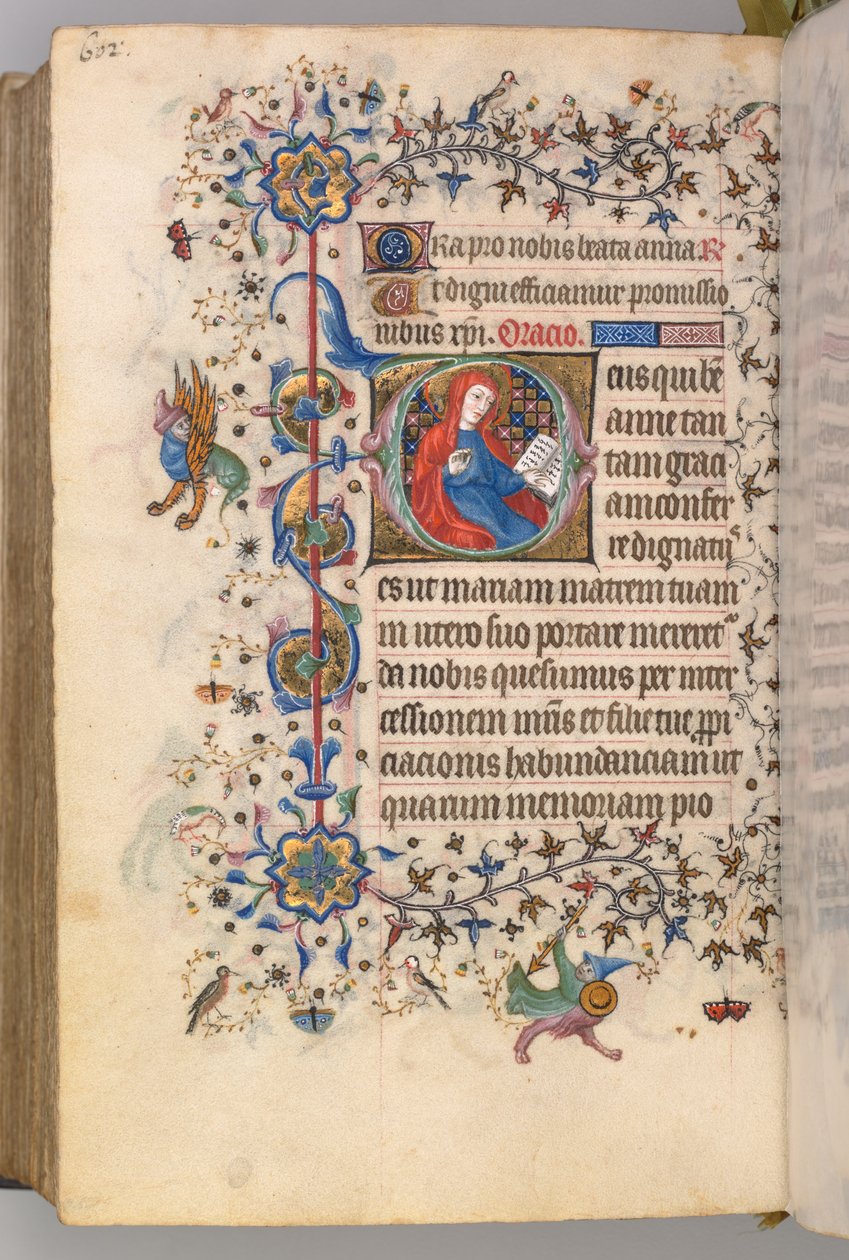 Timer for Karl den adelige, konge av Navarra 1361-1425, fol. 295v, St. Anne, ca. 1405. av Master of the Brussels Initials and Associates