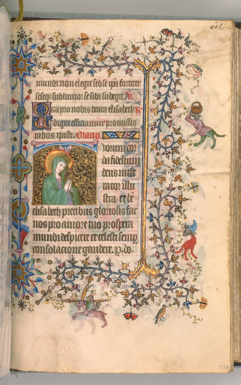 Timer for Karl den adelige, konge av Navarra 1361-1425, fol. 297r, St. Elizabeth, ca. 1405. av Master of the Brussels Initials and Associates