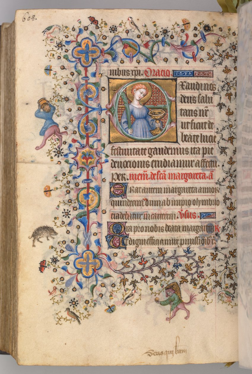 Timer for Karl den adelige, konge av Navarra 1361-1425, fol. 298v, St. Lucy, ca. 1405. av Master of the Brussels Initials and Associates