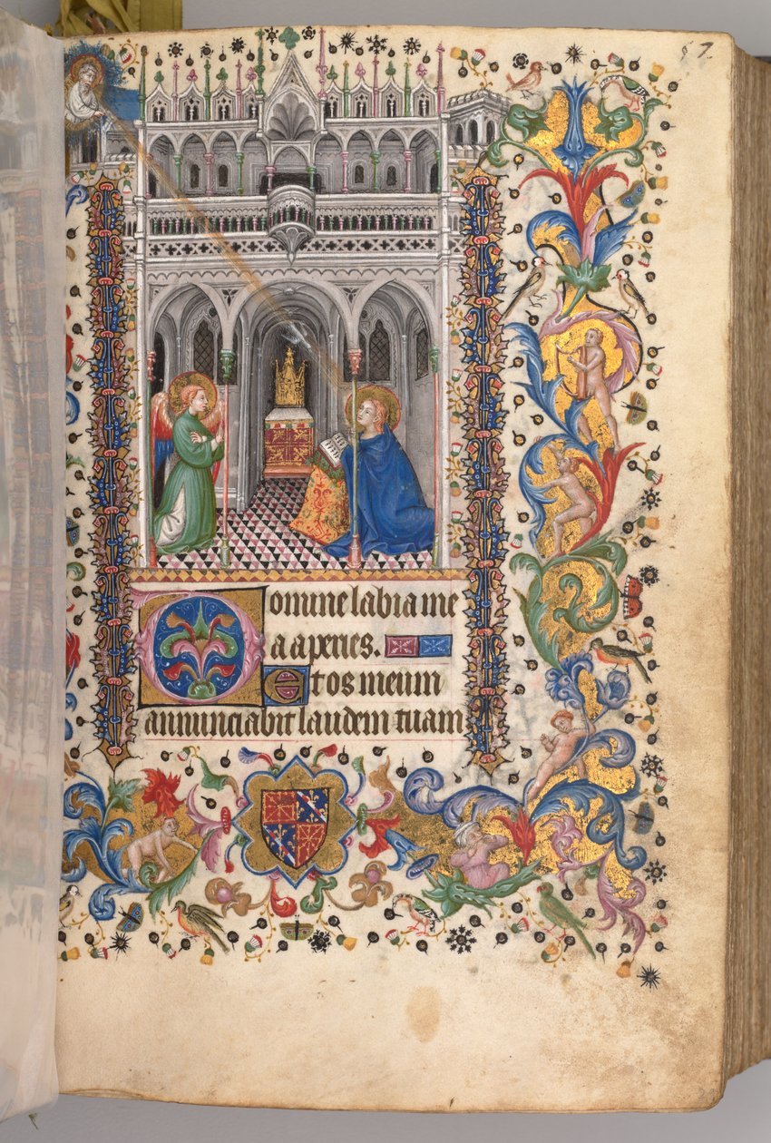 Timer for Karl den adelige, konge av Navarra 1361-1425: fol. 29r, The Annunciation Matins, ca. 1405 av Master of the Brussels Initials and Associates