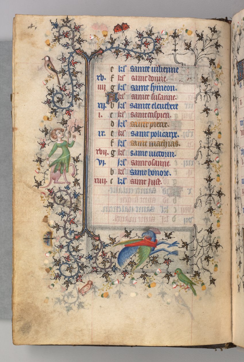 Timer for Karl den adelige, konge av Navarra 1361-1425: fol. 2v, februar, ca. 1405. av Master of the Brussels Initials and Associates