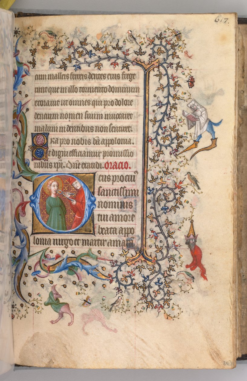 Timer for Karl den adelige, konge av Navarra 1361-1425, fol. 303r, St. Apollonia, ca. 1405. av Master of the Brussels Initials and Associates