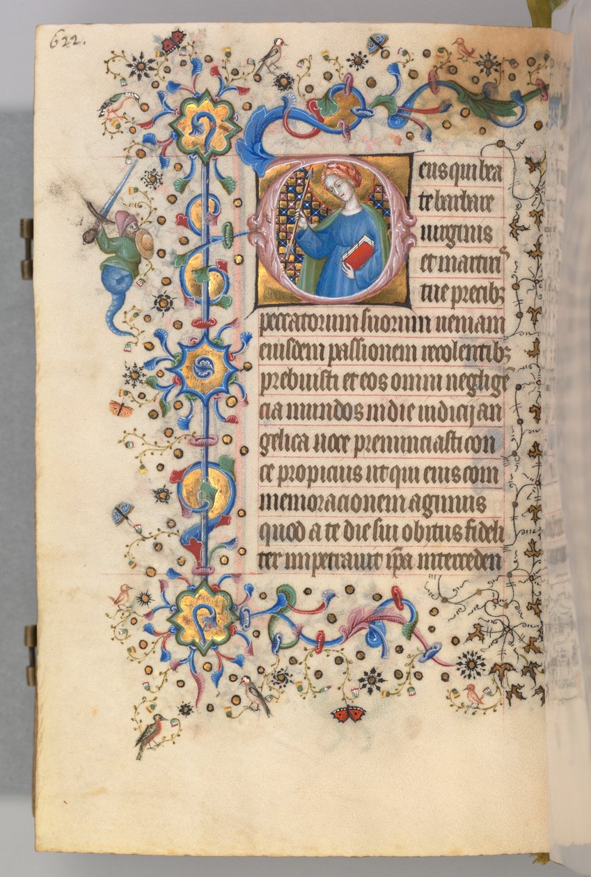 Timer for Karl den adelige, konge av Navarra 1361-1425, fol. 305v, St. Martha, ca. 1405. av Master of the Brussels Initials and Associates