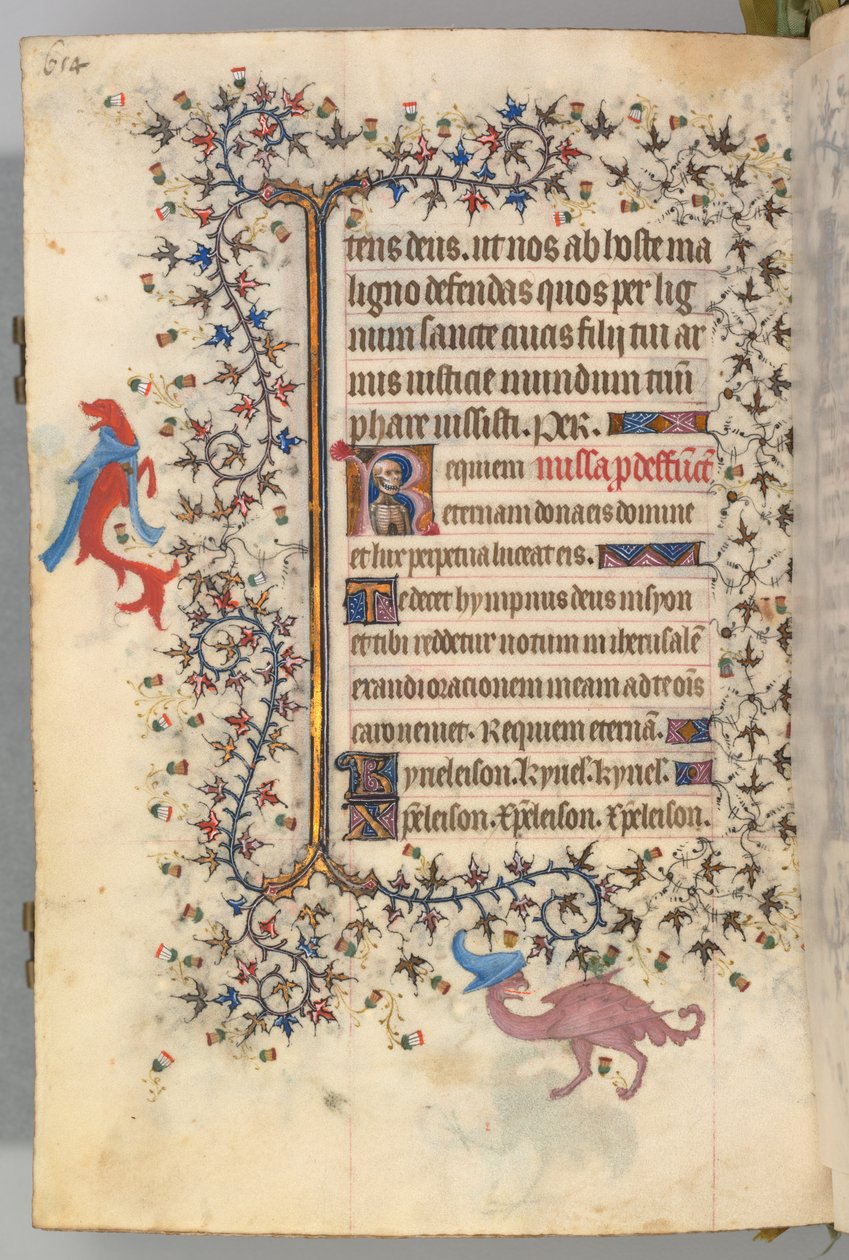 Timer for Karl den adelige, konge av Navarra 1361-1425, fol. 321v, Dødsbyste, ca. 1405. av Master of the Brussels Initials and Associates