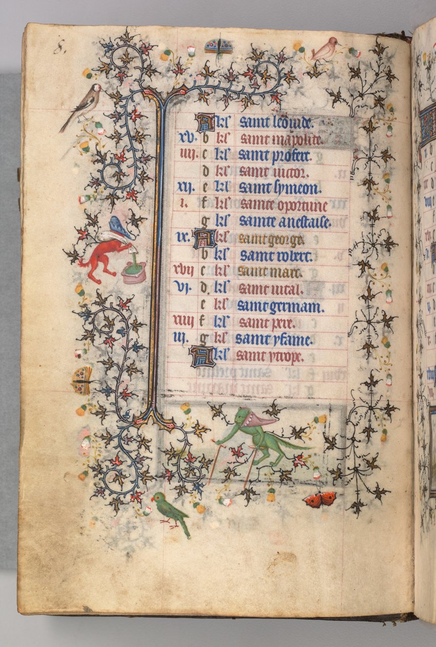 Timer for Karl den adelige, konge av Navarra 1361-1425: fol. 4v, april, ca. 1405. av Master of the Brussels Initials and Associates