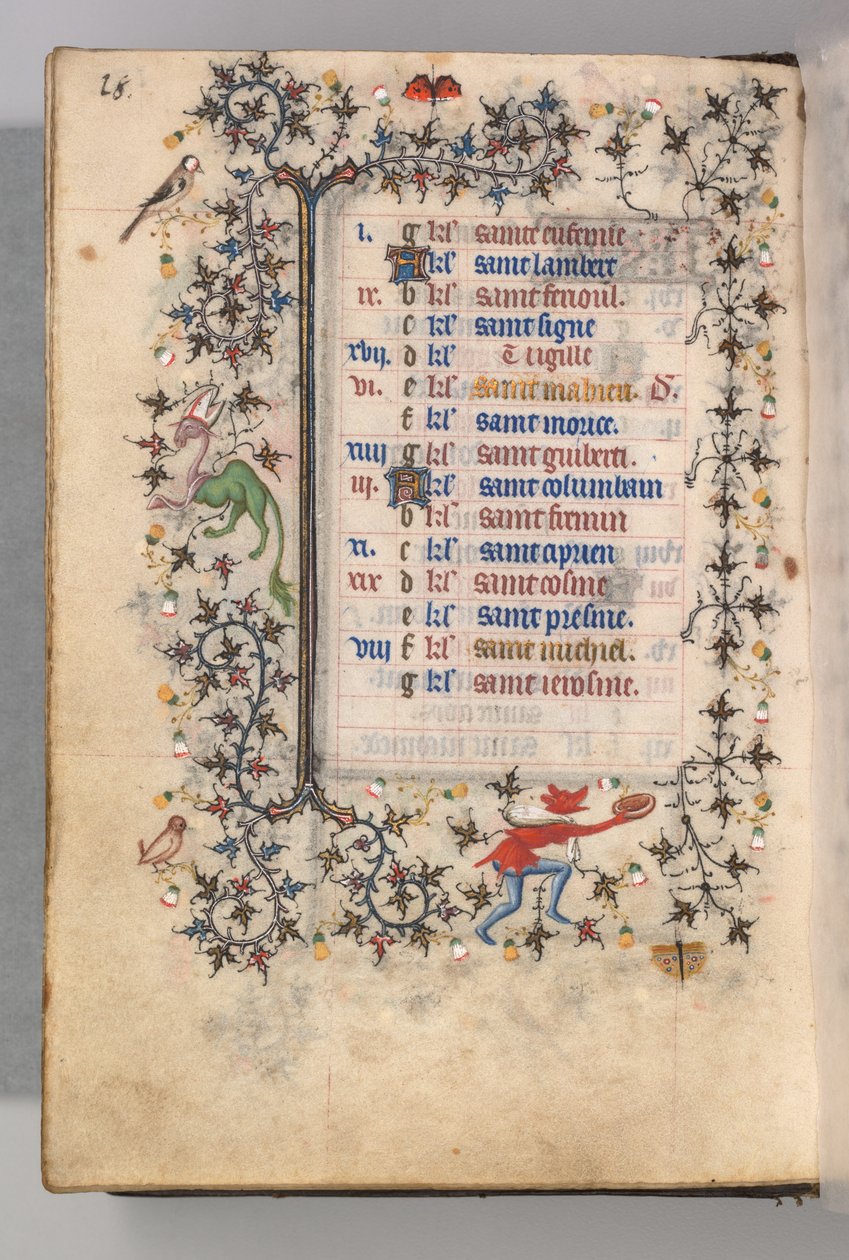 Timer for Karl den adelige, konge av Navarra 1361-1425: fol. 9v, september, ca. 1405. av Master of the Brussels Initials and Associates