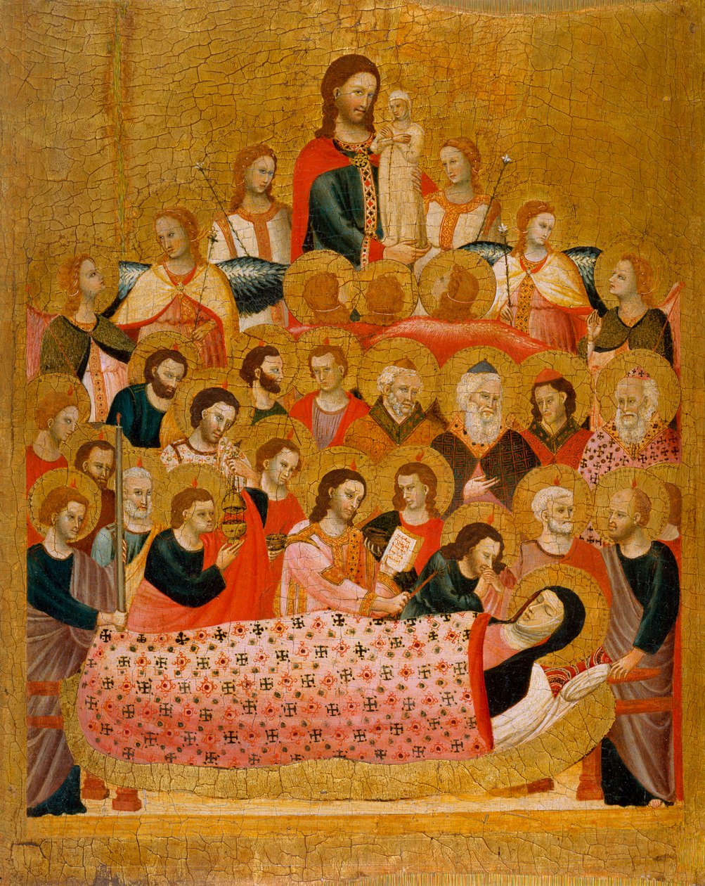 ""La dormition de la vierge"" The Dormition of the Virgin - Peinture du Maitre de la Madone Cini (aktiv ca 1330) - ca 1330 - Tempera på panel - 50,3x41,2 - Museu Nacional d