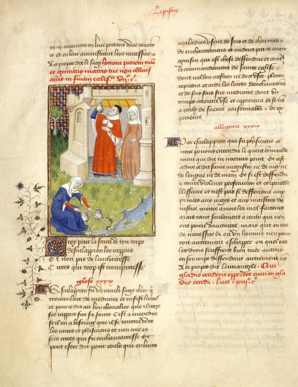 Harley 4431 f.113v, Aesculapius og Circe, illustrasjon fra 
