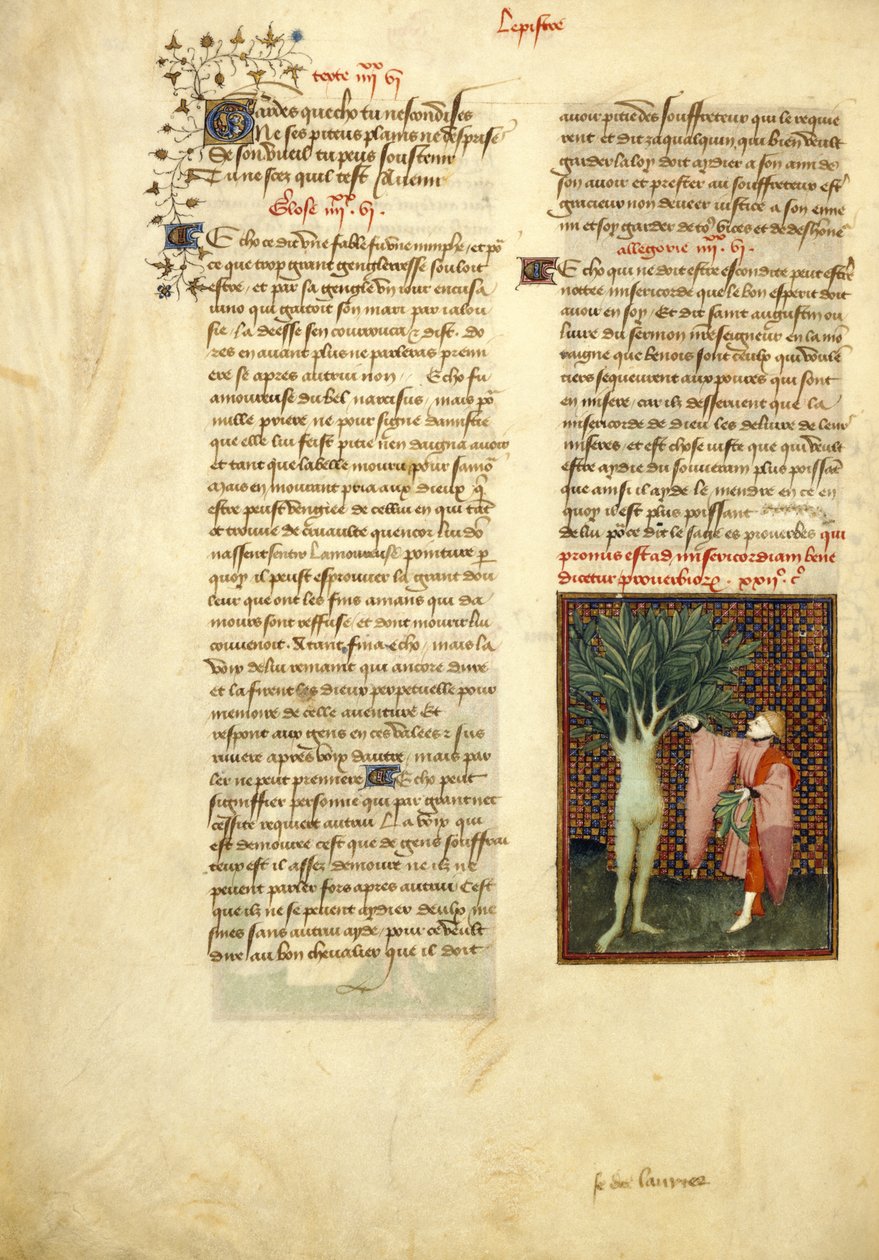 Harley 4431 , f.134v Apollo og Daphne, fra 