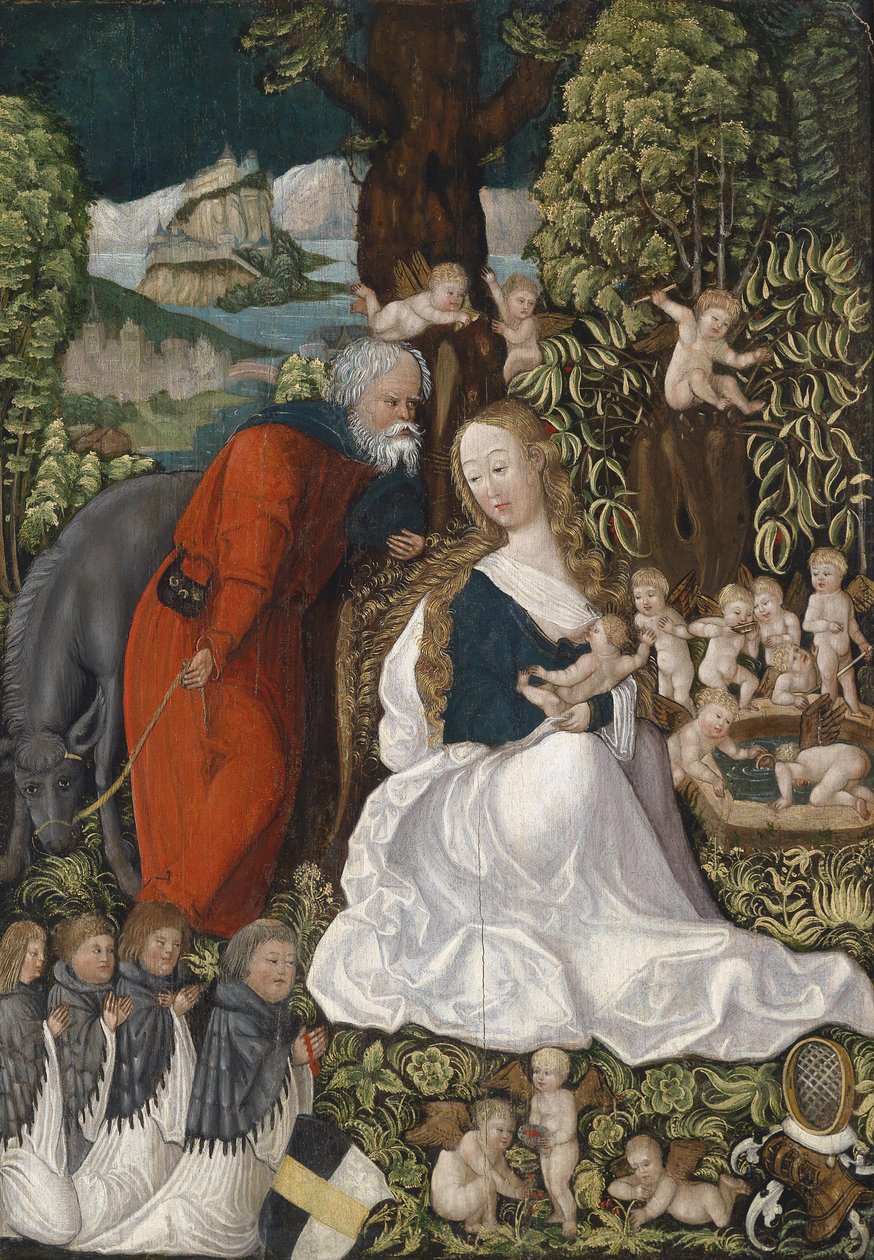 Resten på flukten til Egypt, ca. 1510 av Master of the Danube School