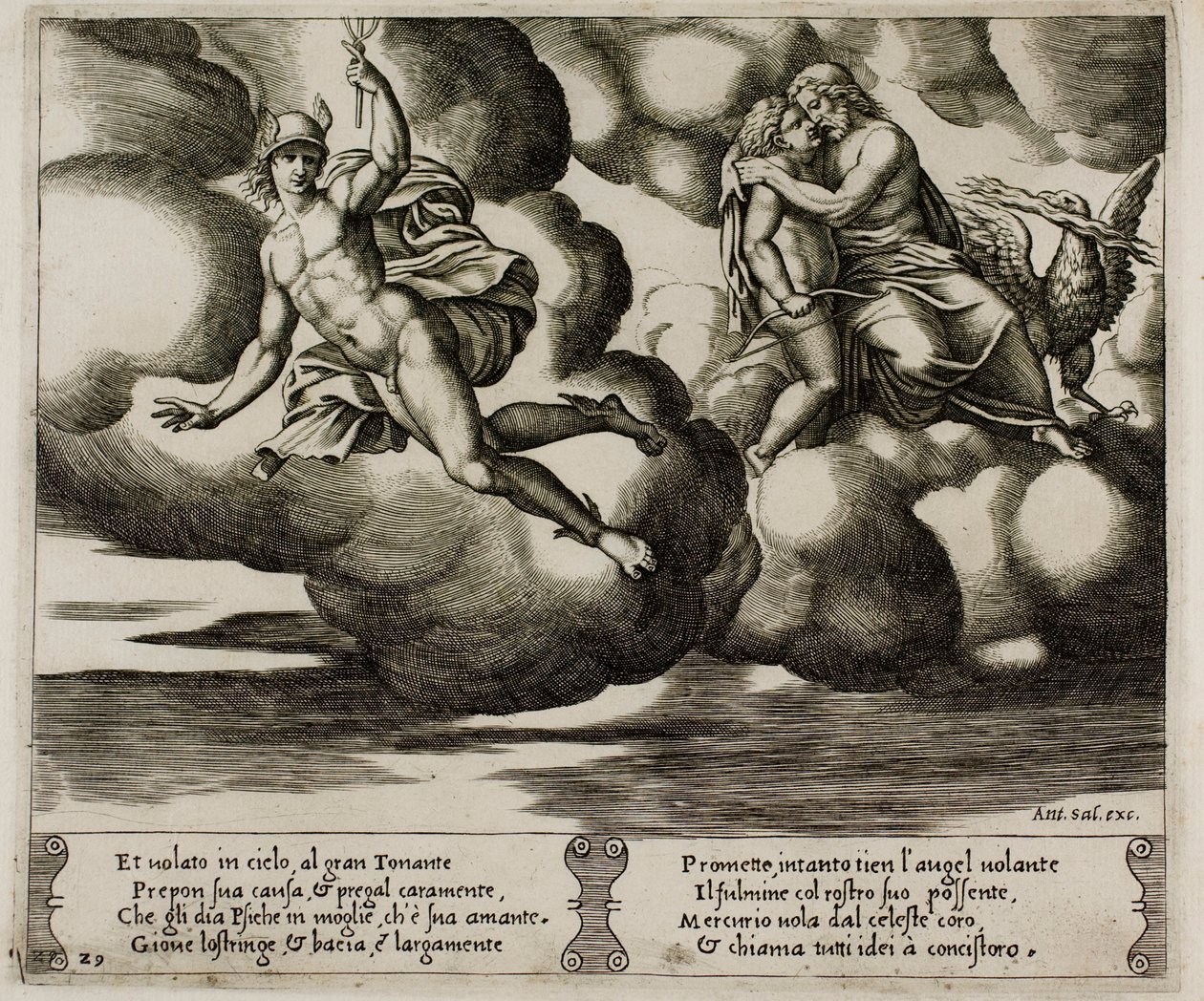 Amor ber Jupiter om nåde for psyke av Master of the Die