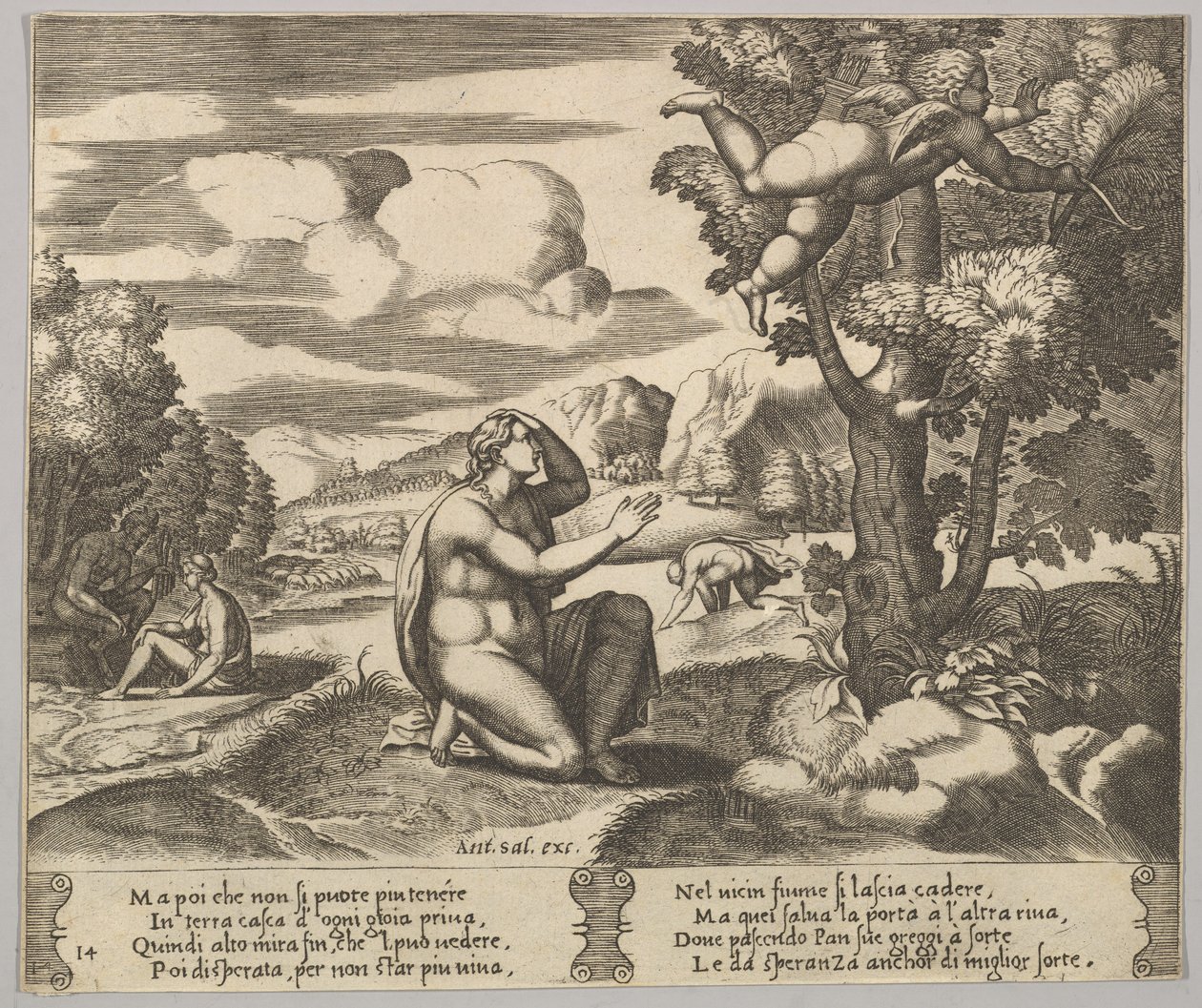 Plate 14: Amor luftbåren på flukt fra Psyche, fra 