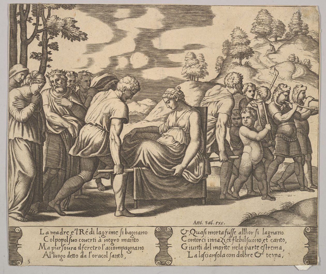 Plate 5: Psyche bar på et kull til et fjell, fra 